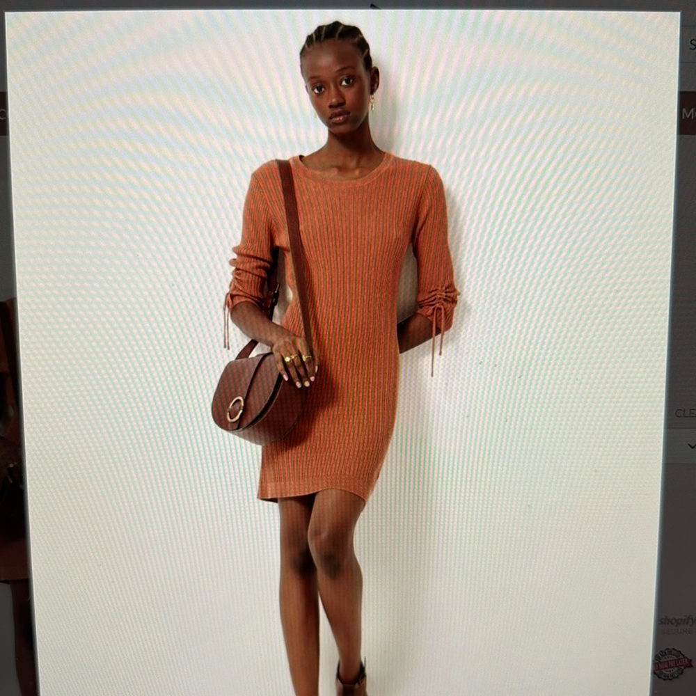NWT Rust Ribbed Knit Mini Dress - Picture 6 of 7